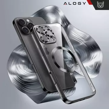 MagSafe Hülle für Apple iPhone 16 Pro Alogy Glamour Luxus Ringgehäuse Schwarz und Transparent