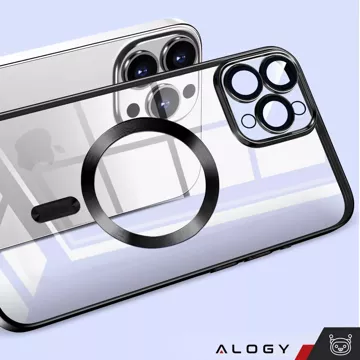 MagSafe Hülle für Apple iPhone 16 Pro Alogy Glamour Luxus Ringgehäuse Schwarz und Transparent