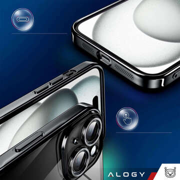 MagSafe Hülle für iPhone 15 Plus Glamour Luxus Slim Ring Cover Alogy Schwarz Transparent