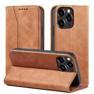 Magnet Fancy Case Hülle für iPhone 13 Pro Max Tasche Kartenetui Kartenhalter Braun