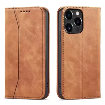 Magnet Fancy Case Hülle für iPhone 13 Pro Tasche Kartenetui Kartenständer Braun