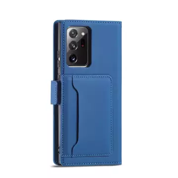 Magnet Kartenetui Hülle für Samsung Galaxy S22 Ultra Cover Card Wallet Kartenhalter Blau