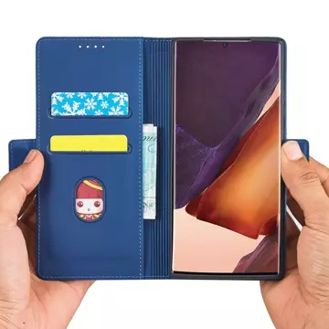 Magnet Kartenetui Hülle für Samsung Galaxy S22 Ultra Cover Card Wallet Kartenhalter Blau