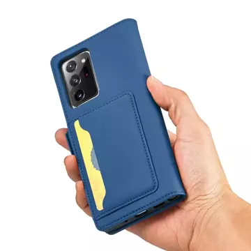 Magnet Kartenetui Hülle für Samsung Galaxy S22 Ultra Cover Card Wallet Kartenhalter Blau