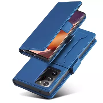 Magnet Kartenetui Hülle für Samsung Galaxy S22 Ultra Cover Card Wallet Kartenhalter Blau