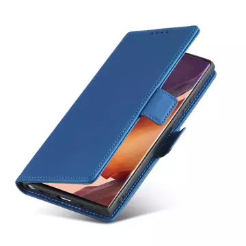 Magnet Kartenetui Hülle für Samsung Galaxy S22 Ultra Cover Card Wallet Kartenhalter Blau