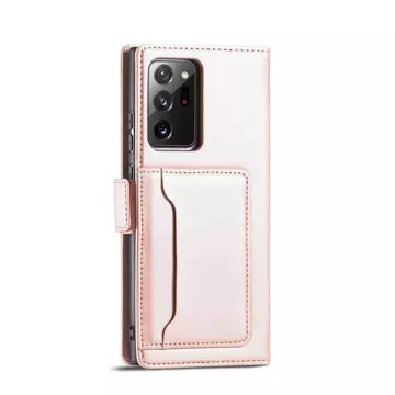 Magnet Kartenetui Hülle für Samsung Galaxy S22 Ultra Cover Card Wallet Kartenhalter Pink