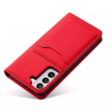 Magnet Kartenetui für Samsung Galaxy S22 (S22 Plus) Etui Geldbörse Kartenhalter Rot