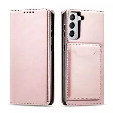 Magnet Kartenetui für Samsung Galaxy S22 (S22 Plus) Tasche Geldbörse Kartenhalter Pink