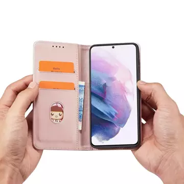 Magnet Kartenetui für Samsung Galaxy S22 (S22 Plus) Tasche Geldbörse Kartenhalter Pink