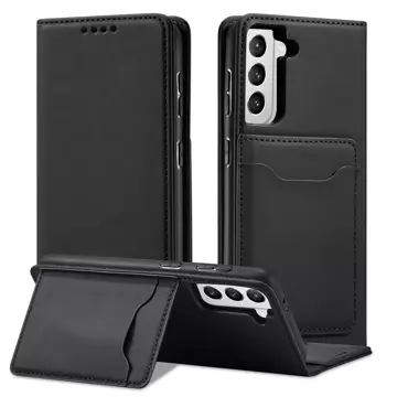 Magnet Kartenetui für Samsung Galaxy S22+ (S22 Plus) Tasche Wallet Kartenhalter Schwarz