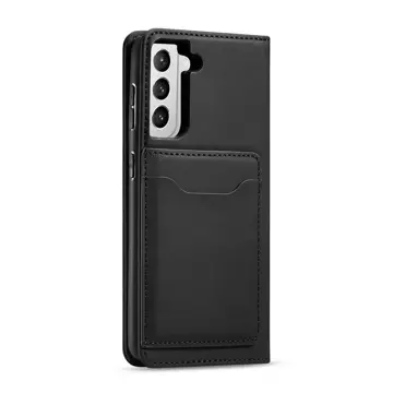 Magnet Kartenetui für Samsung Galaxy S22+ (S22 Plus) Tasche Wallet Kartenhalter Schwarz