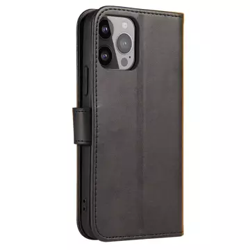 Magnet Phone Case für iPhone 13 Pro Max elegante Hülle mit Flipcover und Standfunktion schwarz