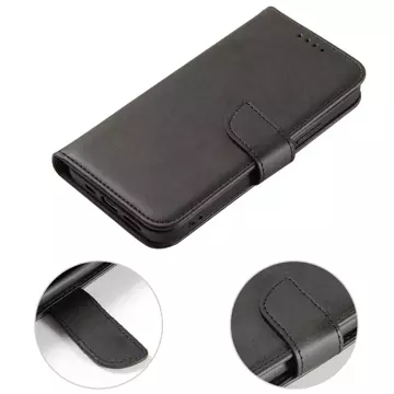 Magnet Phone Case für iPhone 14 Plus elegante Hülle mit Flipcover und Standfunktion schwarz