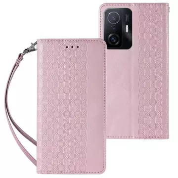 Magnetband Hülle Hülle für Samsung Galaxy A12 5G Tasche Geldbörse Mini Lanyard Anhänger Pink