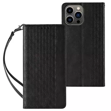 Magnetband-Hülle für iPhone 13 Pro, Tasche, Brieftasche, Mini-Lanyard-Anhänger, schwarz