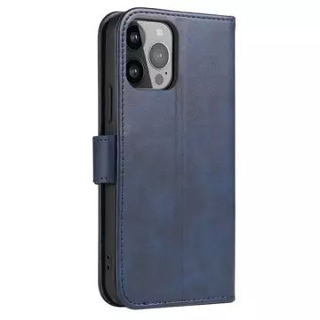 Magnetic Phone Case für iPhone 14 Plus elegante Hülle mit Flipcover und Standfunktion blau