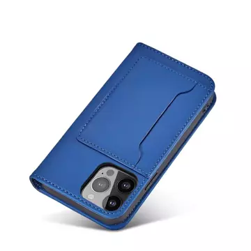 Magnetkartenetui für iPhone 13 Cover Kartenetui Kartenständer blau