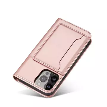 Magnetkartenhülle für iPhone 13 Pro Max Tasche Kartenetui Kartenhalter Rosa