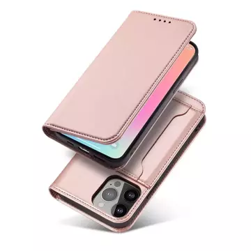 Magnetkartenhülle für iPhone 13 Pro Max Tasche Kartenetui Kartenhalter Rosa