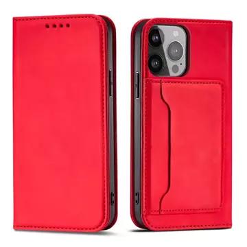 Magnetkartenhülle für iPhone 13 Pro Max Tasche Kartenetui Kartenhalter Rot