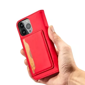 Magnetkartenhülle für iPhone 13 Pro Max Tasche Kartenetui Kartenhalter Rot