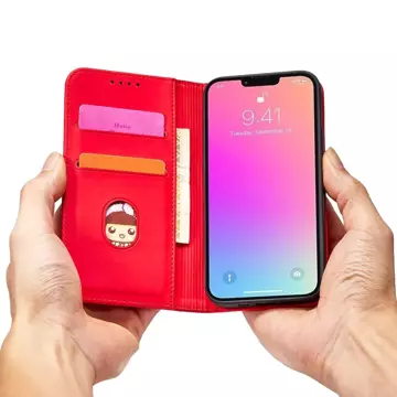 Magnetkartenhülle für iPhone 13 Pro Tasche Kartenetui Kartenhalter Rot