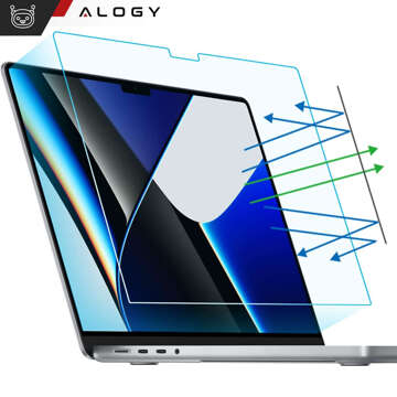 Matte Displayschutzfolie für MacBook Pro 16 2023 2021 Alogy Displayschutzfolie mit Anti-Blau-Filter