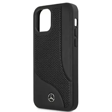 Mercedes MEHCP12SCDOBK Schutzhülle für Apple iPhone 12 Mini 5.4" schwarz/schwarz Hardcase Leder perforierter Bereich