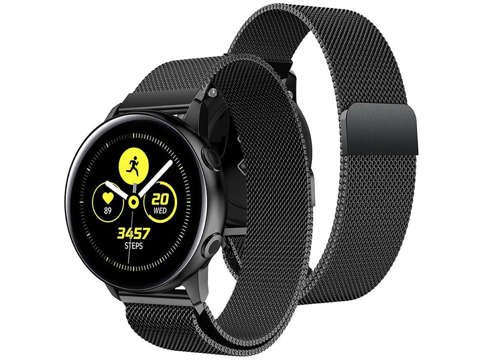 Milanese Armband Alogy Armband Edelstahl für 22mm Smartwatch Schwarz