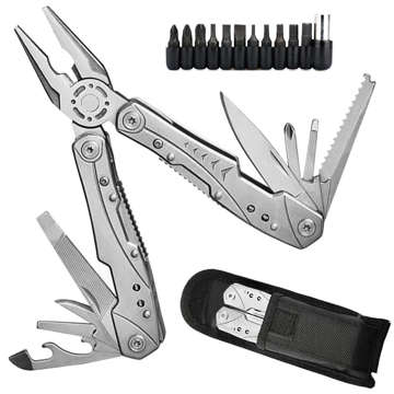 Multitool Multitool Set 23in1 Taschenmesser Zangen Schraubendreher mit Etui silber