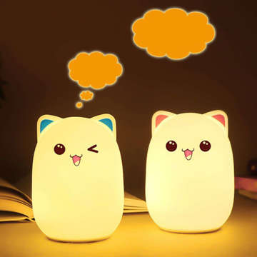 Nachttischlampe für Kinder LED-Katze-Kätzchen-RGB-Fernbedienung
