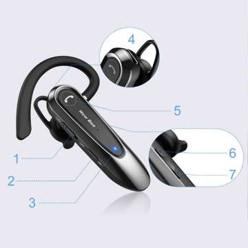 New Bee B45 Bluetooth 5.0 Wireless Headset für Anrufe für BT-Fahrer bis zu 15m schwarz