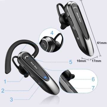 New Bee B45 Bluetooth 5.0 Wireless Headset für Anrufe für BT-Fahrer bis zu 15m schwarz