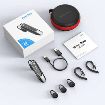 New Bee B45 Bluetooth 5.0 Wireless Headset für Anrufe für BT-Fahrer bis zu 15m schwarz