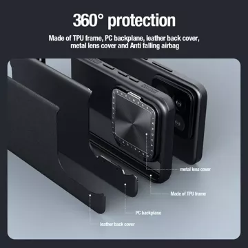 Nillkin CamShield Prop Leder-Magnethülle für Xiaomi 14 Pro – Schwarz