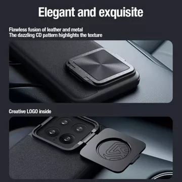 Nillkin CamShield Prop Leder-Magnethülle für Xiaomi 14 Pro – Schwarz