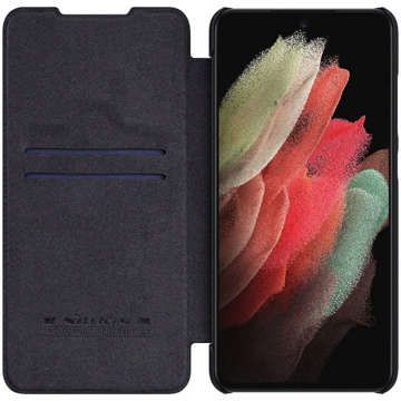 Nillkin Qin Wallet Case aus Leder für Samsung Galaxy S21 FE 2021 Schwarz