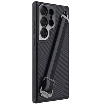 Nillkin Strap Case Hülle für Samsung Galaxy S23 Ultra, gepanzerte Hülle mit Handschlaufe, Schwarz