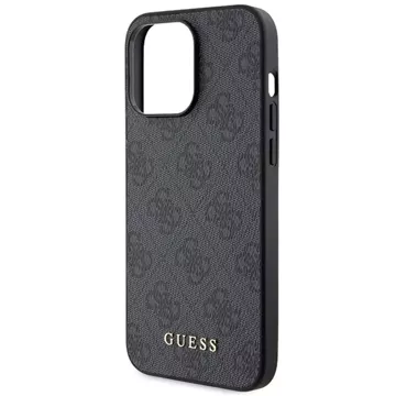 Original GUESS Hardcase GUHCP15LG4GFGR Hülle für iPhone 15 PRO (4G Metalllogo / Grau)