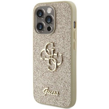 Original GUESS Hardcase GUHCP15LHG4SGD Hülle für iPhone 15 PRO (Fixed Glitter Big 4G / Gold)