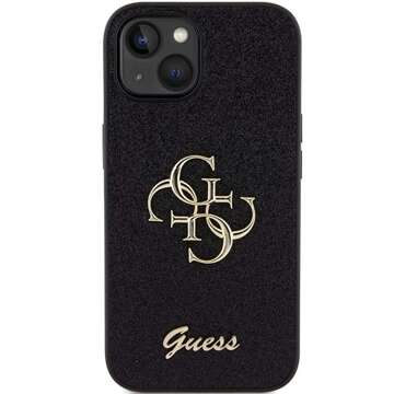 Original GUESS Hardcase GUHCP15SHG4SGK Hülle für iPhone 15 (Fixed Glitter Big 4G / schwarz)