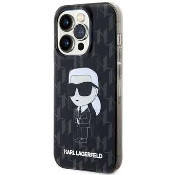 Original KARL LAGERFELD Hardcase KLHCP15LHNKMKLK Hülle für iPhone 15 PRO (Ikonik Monogram / schwarz)