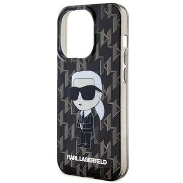 Original KARL LAGERFELD Hardcase KLHCP15LHNKMKLK Hülle für iPhone 15 PRO (Ikonik Monogram / schwarz)