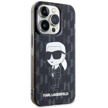 Original KARL LAGERFELD Hardcase KLHCP15LHNKMKLK Hülle für iPhone 15 PRO (Ikonik Monogram / schwarz)