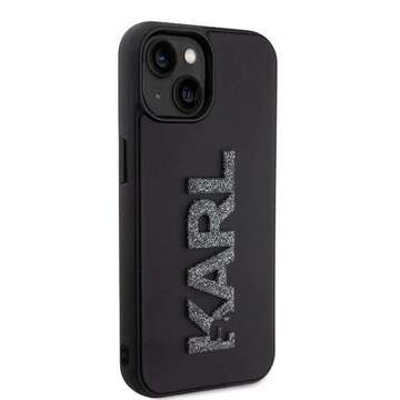 Original KARL LAGERFELD Hardcase KLHCP15M3DMBKCK Hülle für iPhone 15 PLUS (3D Logo Glitzer / Schwarz)