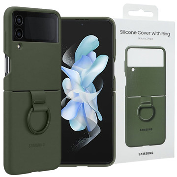 Original Samsung Silikon Cover Ring Hülle für Samsung Galaxy Z Flip 4 Khaki