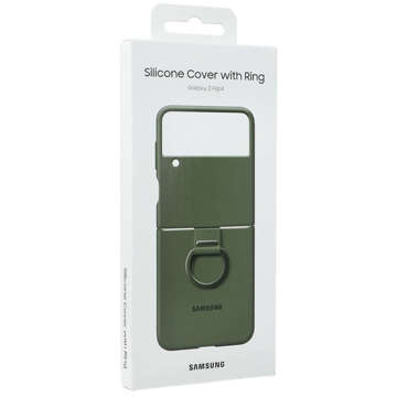 Original Samsung Silikon Cover Ring Hülle für Samsung Galaxy Z Flip 4 Khaki