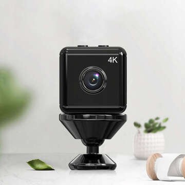 Panoramakamera Mini-Digitalkamera Spy Nanny Mikrofon 4K UHD Full HD Micro SD Schwarz