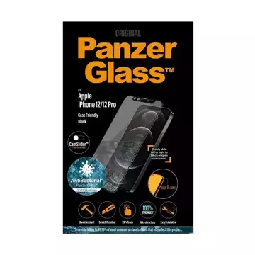 PanzerGlass E2E Microfracture für iPhone 12/ 12 Pro CamSlider Case Friendly AntiBacterial schwarz/schwarz